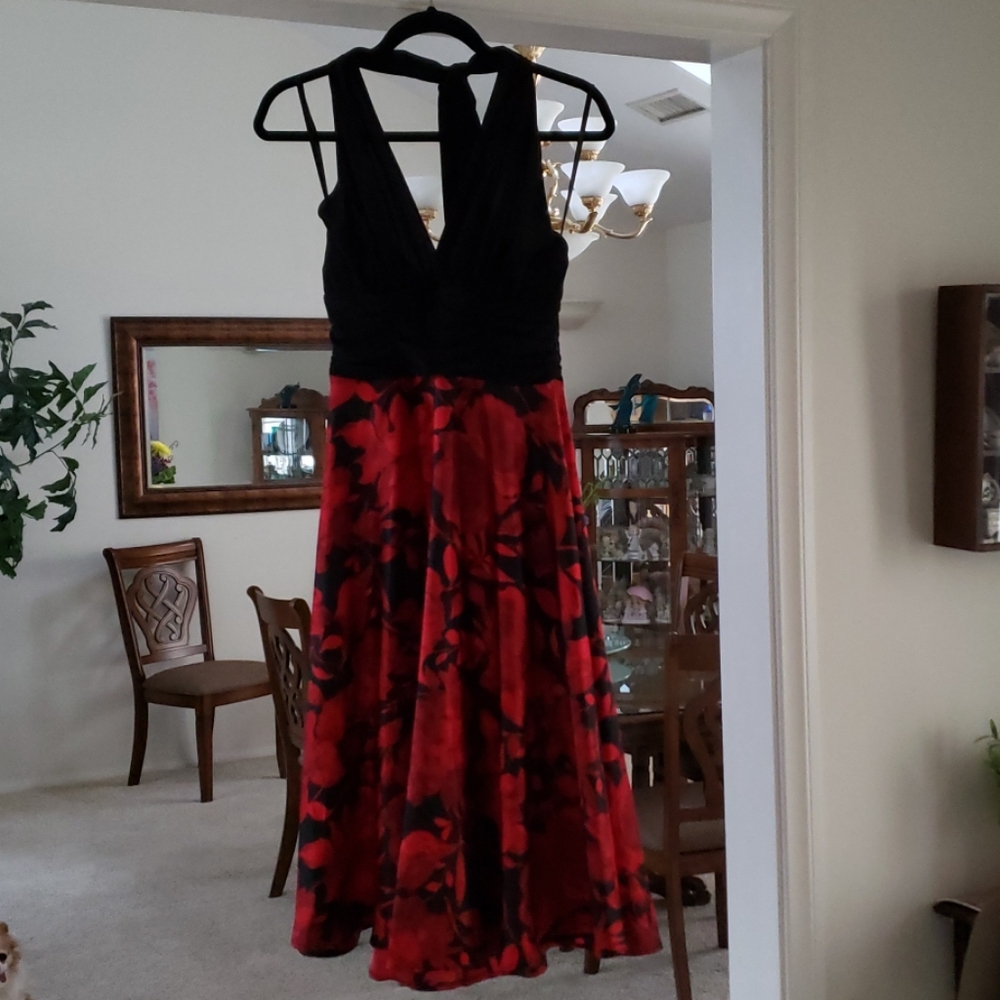 Rose Print Halter Dress